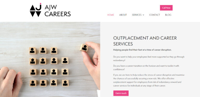 ajwcareers.co.uk home page - brochure website for a careers coach