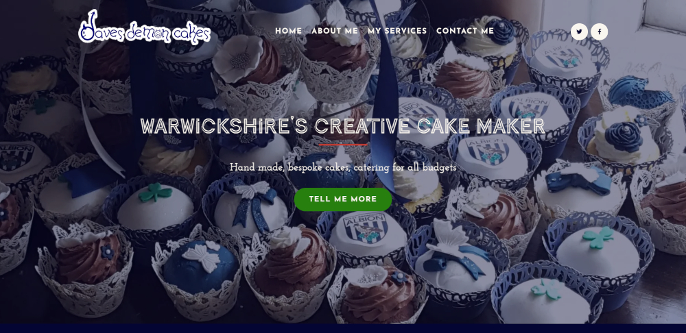 davesdemoncakes.co.uk home page - brochure website for a cake maker