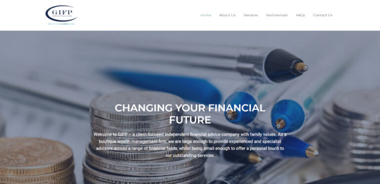 gifp.co.uk home page - brochure website for an independent financial advisory company