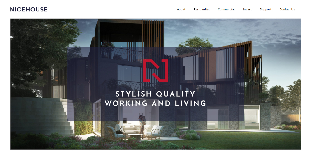 nicehouse.ltd home page - one page brochure website for a property investment business